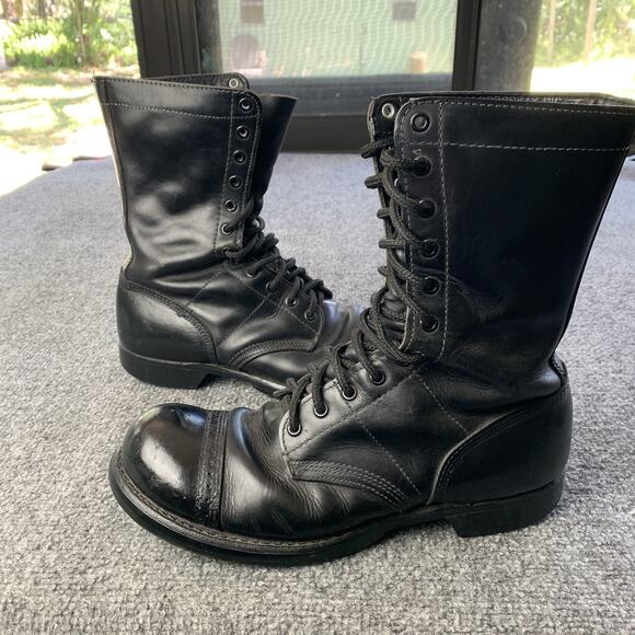 VTG Corcoran Field Combat Boots Black Leather 1525 *Made In USA* Mens Size 9.5 D